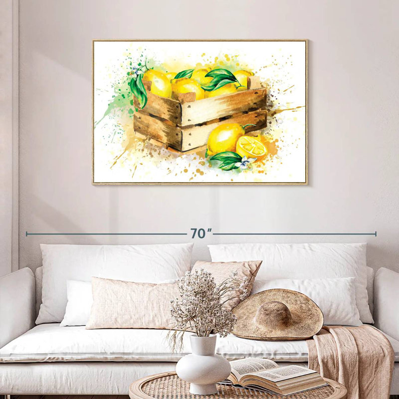 Récolte de citronnelle, Cadre flottant en bois naturel, 43 po x 29 po