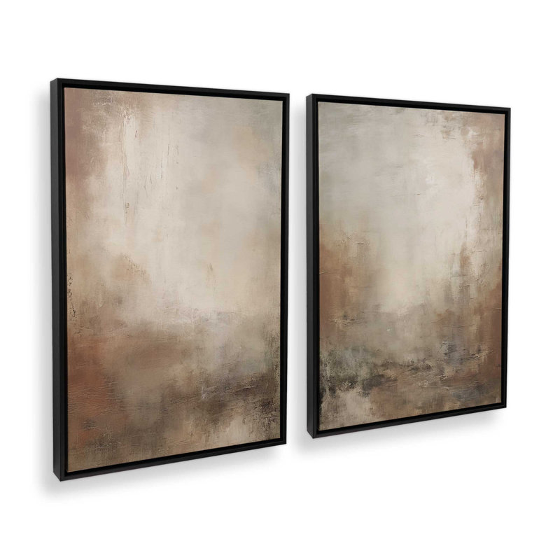 Russet Mist Déroulant, ensemble de 2, reproduction sur toile, Cadre flottant noir satiné, H 30,75 po x l 20,75 po x P 1,75 po
