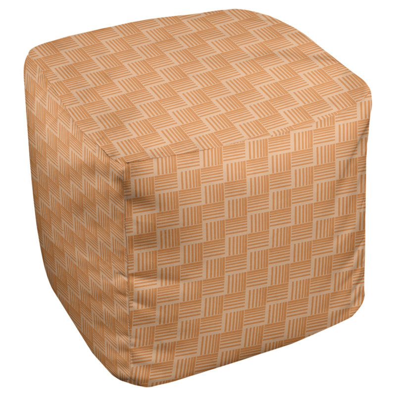 Repose-pieds cubique à rayures classic basketweave, Orange
