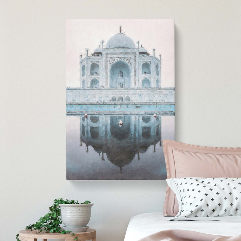 The Taj Mahal in Agra India Abstract Art - Wrapped Canvas, 60cm H x 40cm W x 3cm D