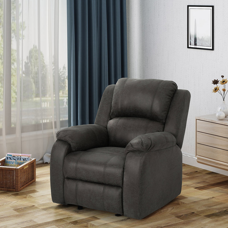 Fauteuil inclinable manuel en tissu de lin ardoise, dimensions 34,5 po x 39 po x 39 po