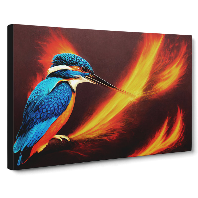 Astonishing Kingfisher Bird - Wrapped Canvas, 50cm H x 76cm W x 3cm D