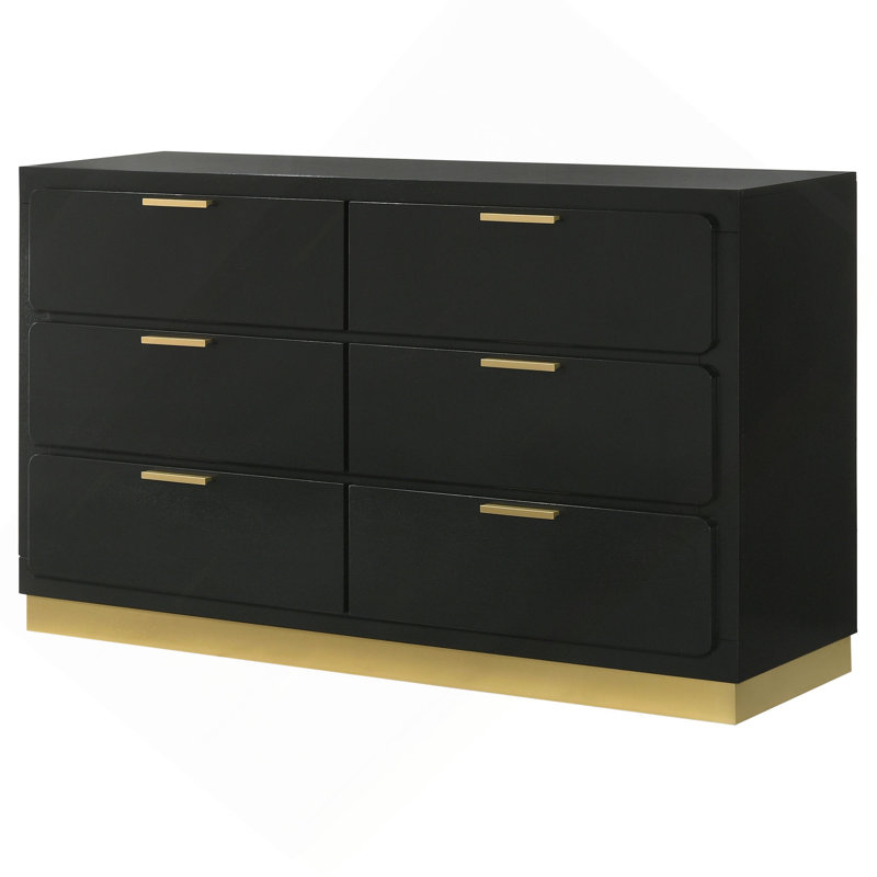 Commode de chambre à 6 tiroirs, Noir