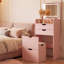 Ensemble de meuble-lavabo 3 en 1 avec miroir HD et 3 lumières DEL réglables, 2 tiroirs coulissants et tabouret de rangement caché, coiffeuse peu encombrante, rose-2038741845