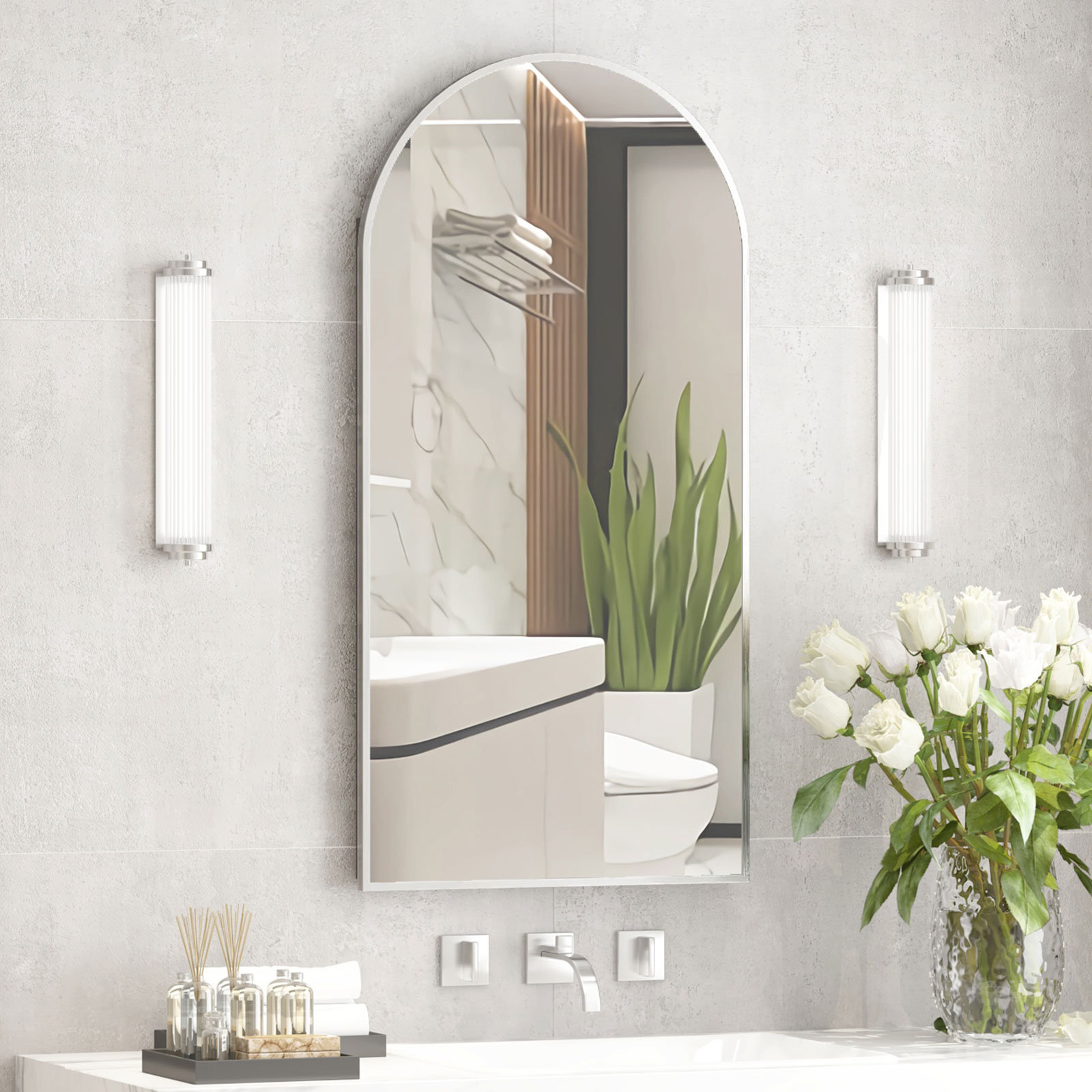 Poulton Medicine Cabinet, Brushed Nickel, 31.5" H x 15.7" W