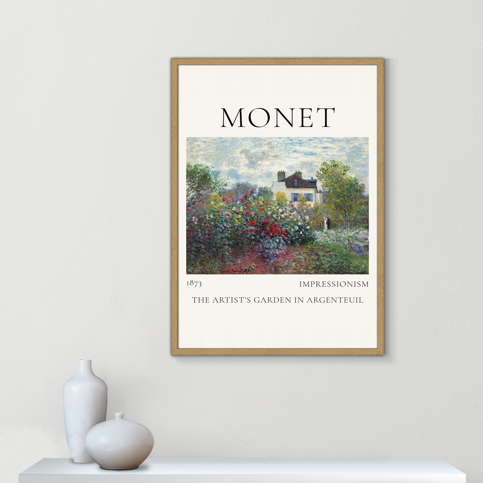 Artists Garden in Argenteuil Print by Claude Monet, No, Natural Single Picture Frame, 35.5" H x 25.5" W x 0.75" D