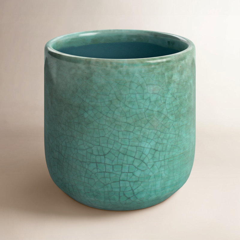 Sia Handmade Ceramic Pot Planter, 5.5" H x 5.5" W x 5.5" D, Green