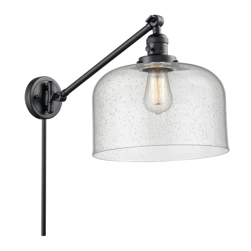 Bell - bras pivotant 1 lumière 12 po, Ampoule à DEL rétro de 3,5 W, Grainé, Noir mat