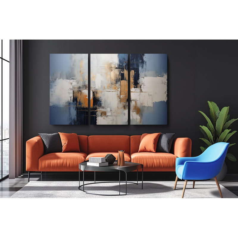 Reproduction d'art, reproduction d'art abstrait sur toile, abstrait texturé bleu beige et noir, PRÊT À ÊTRE SUSPENDU