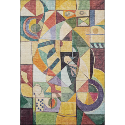 Premium Machine Washable Lubbers AMF1758 Abstract Rug