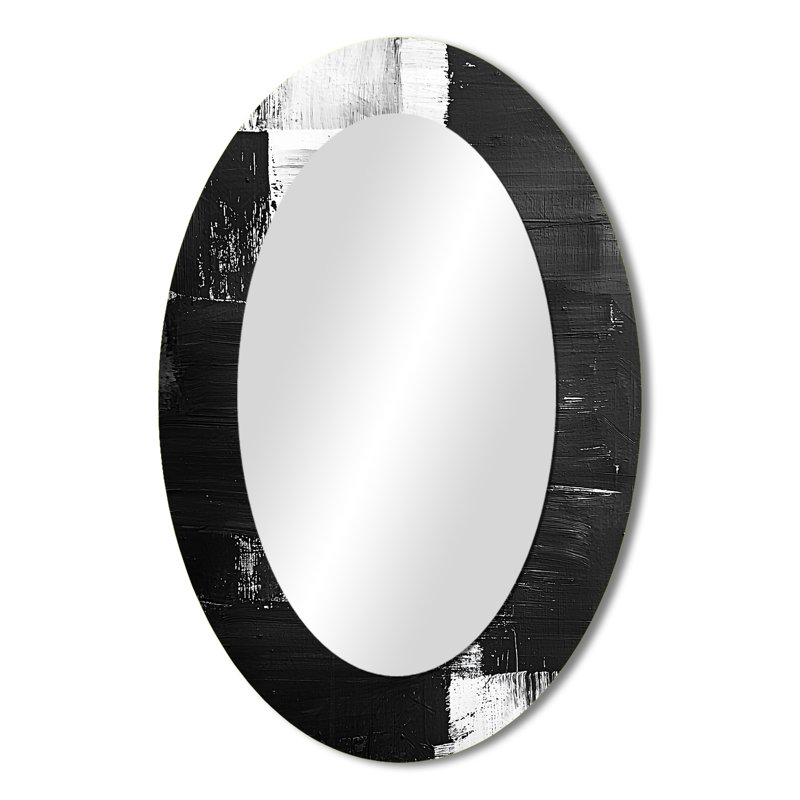 Miroir mural monochromatique dérive des ombres dans le noir I - blanc, 36 po x 24 po