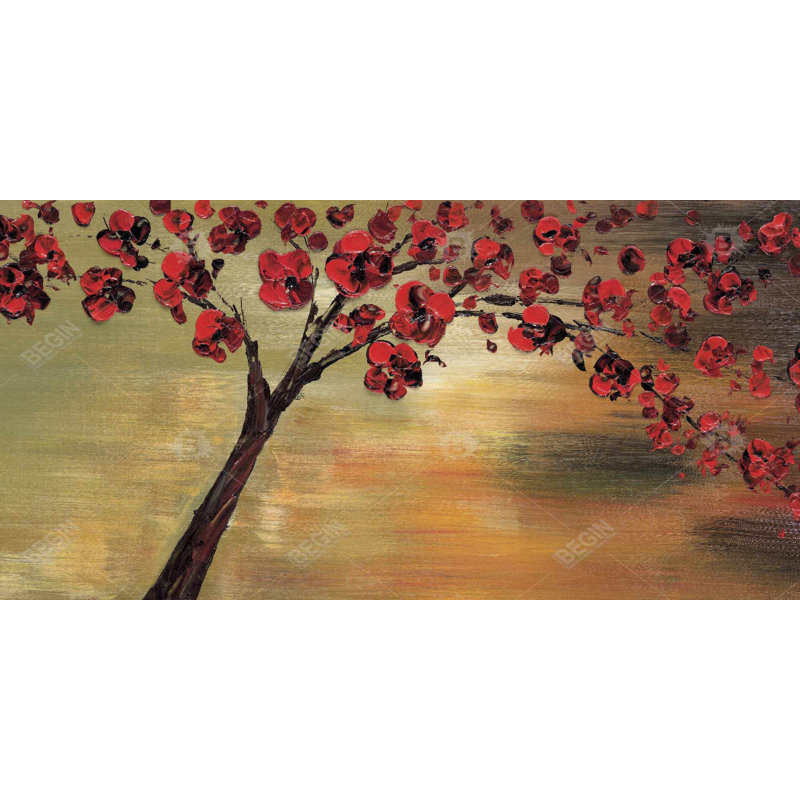Red flowers tree - 15.75"x31.50" Desk mat