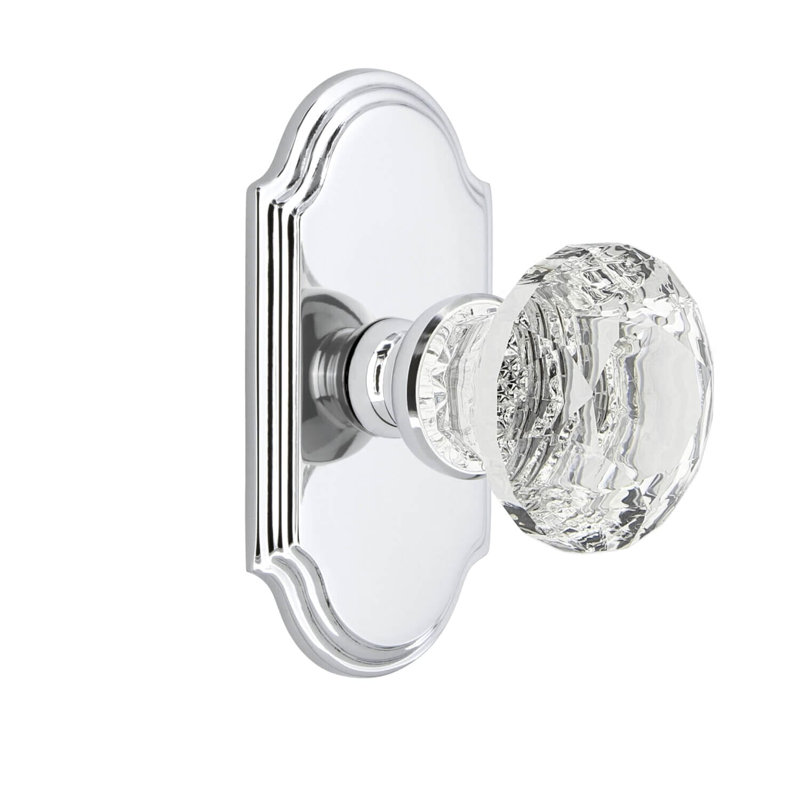 Assiette courte Grandeur Arc avec poignée en cristal brillant, Chrome brillant