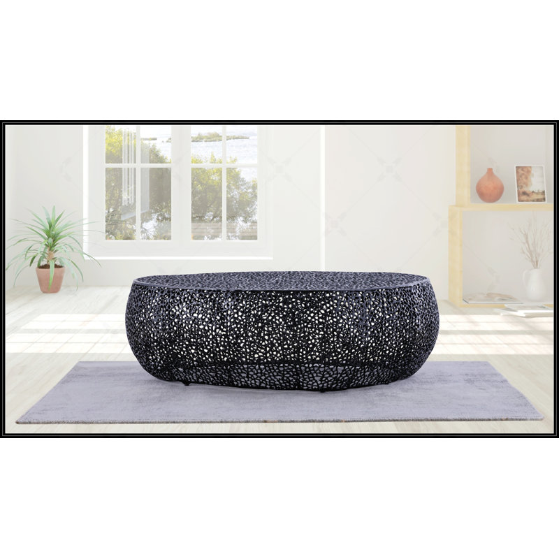Table basse ovale, Noir