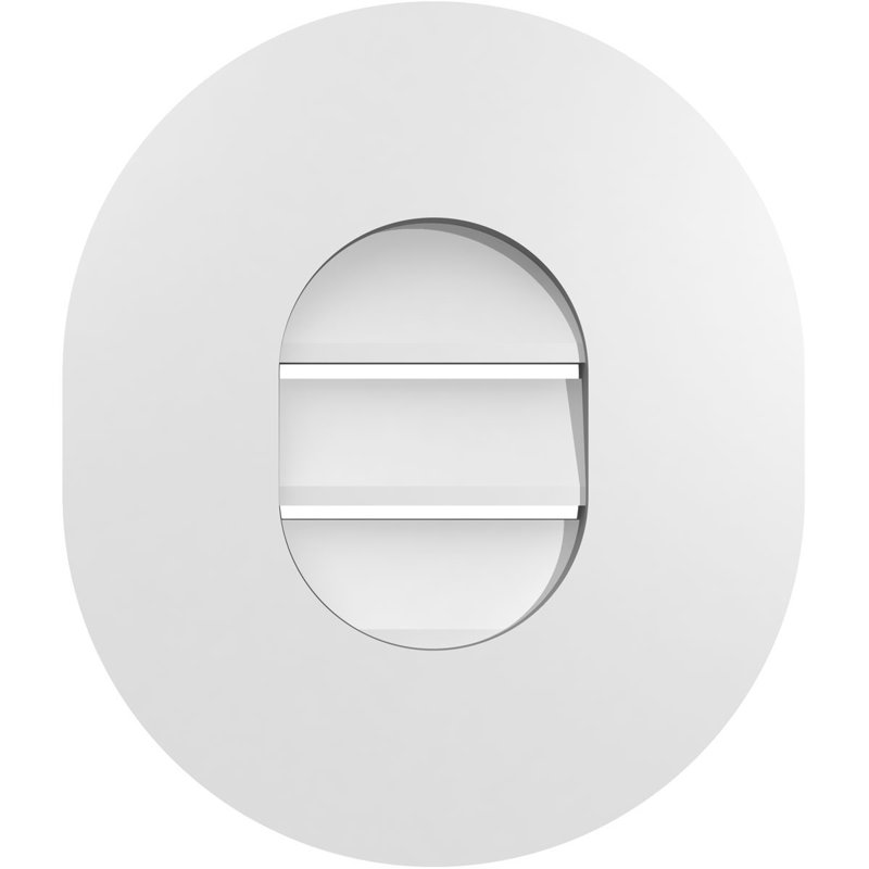 Vertical Round Ended Surface Mount Signature Urethane Functional Gable Vent, Primed Tan, 14'' H x 12'' W x 1'' D
