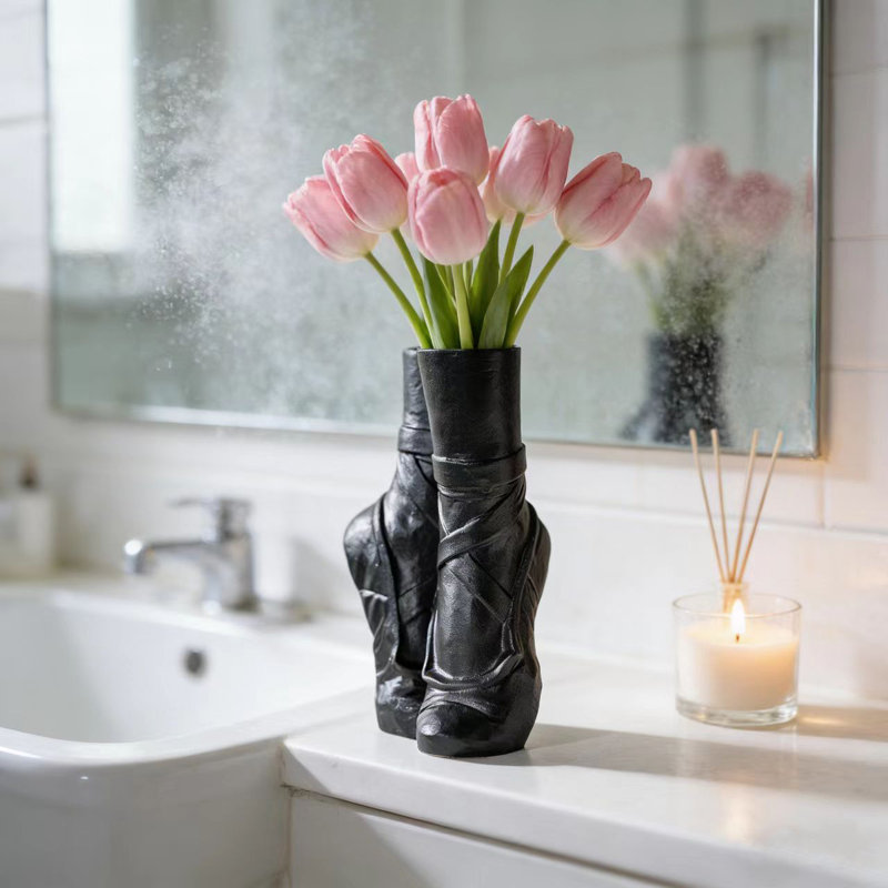 Lashea Handmade Ceramic Table Vase, Black