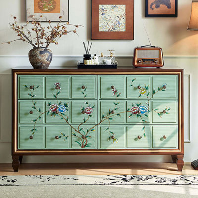 Green Solid + Manufactured Wood Accent Cabinet