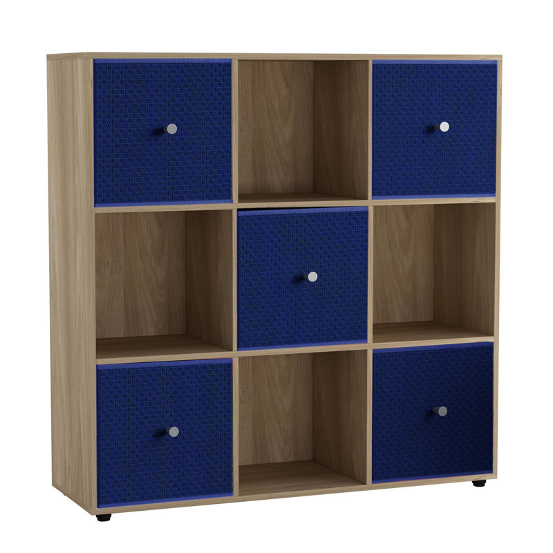 93cm H x 12cm W Solid Wood Standard Bookcase, Oak/Royal Blue