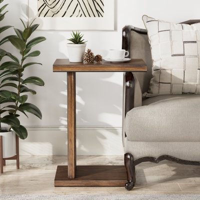 Rustic C Shaped Side Table