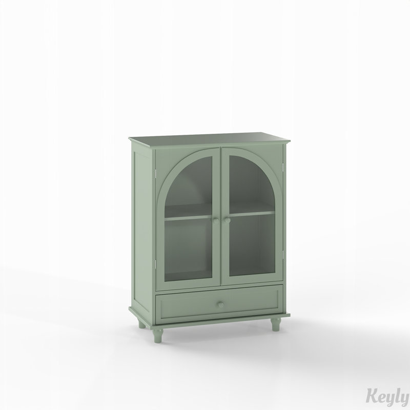 Buffet Green Farmhouse avec portes en verre arquées