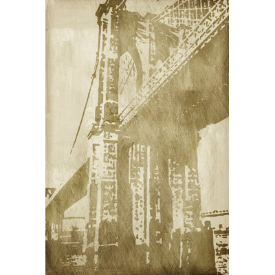 Bridge Etching I - Wrapped Canvas Print