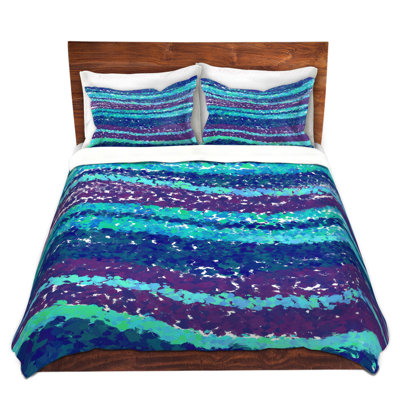 DiaNoche Duvet Cover Sets Microfiber by Yasmin Dadabhoy - Sea Waves Blue Purple