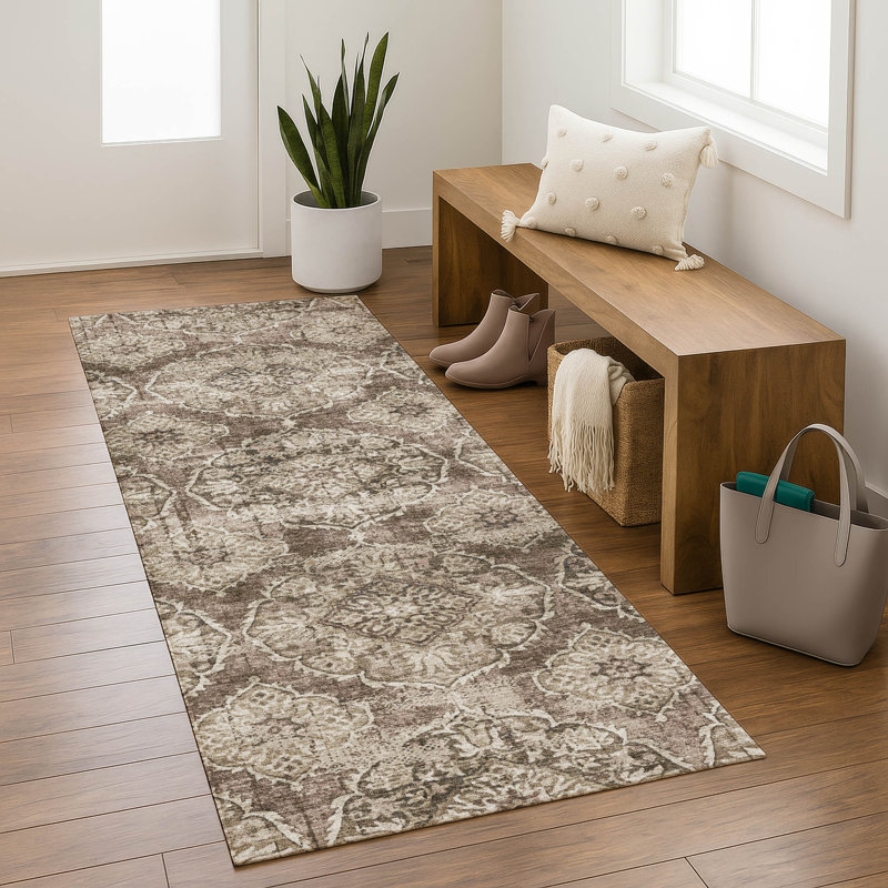 Premium Machine Washable Mayfield AMF2196 panel Rug, Chocolate, 2'3" x 7'6" Runner