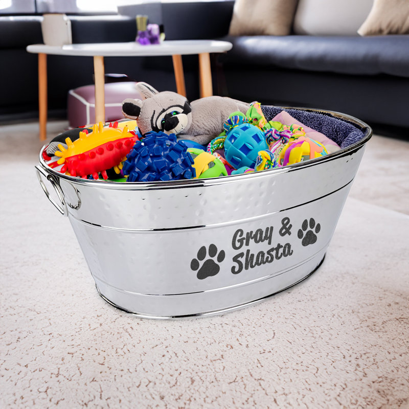 Trinx Large Personalized Stainless Steel Dog Toy Storage Bin, Yes