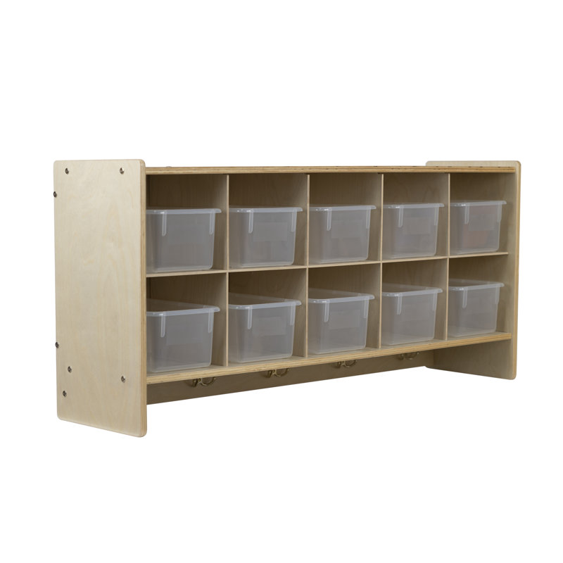 10 Compartment Solid Wood Cubby, Translucent