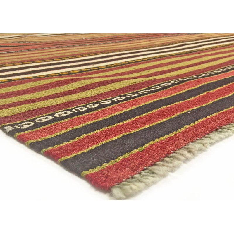 Tapis unique en laine noué à la main de style années 1960 de 5 pi 2 po x 7 pi 10 po orange / crème
