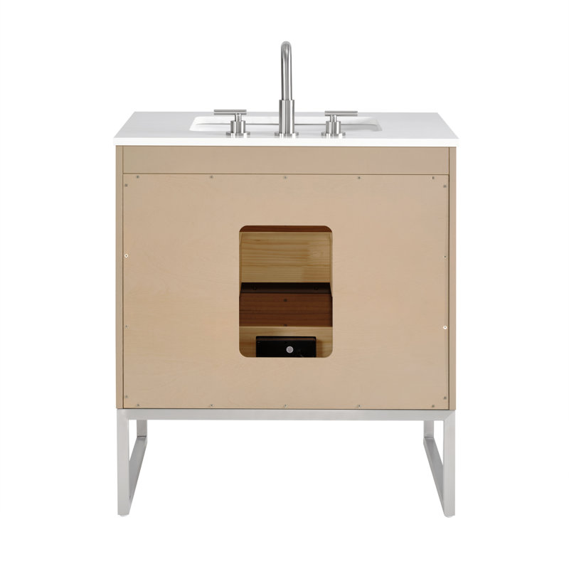 Markham 30'' W Single Vanity, Cashmere Gray, White Quartz, Brushed Nickel