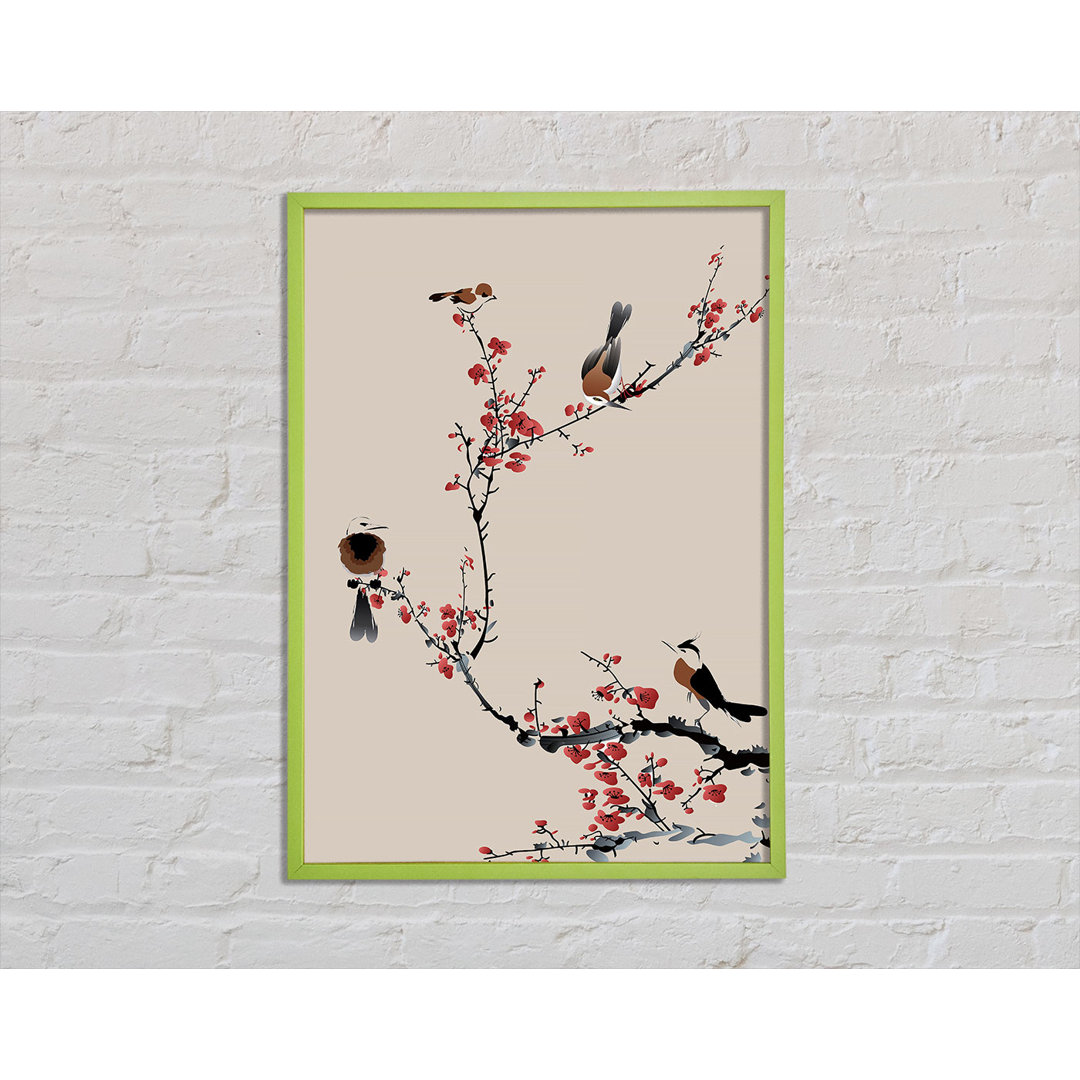 Gerahmtes Poster Ghada Chinese Cherry Blossom Birds