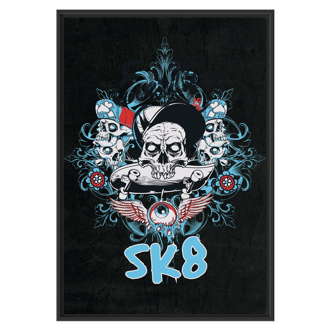 Gerahmtes Wandbild Alles ist sk8 Schwarz