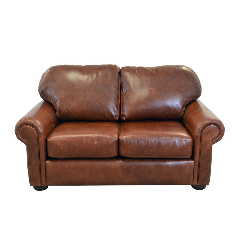 Stavre Upholstered 66'' Loveseat, Distressed Whiskey Genuine Leather