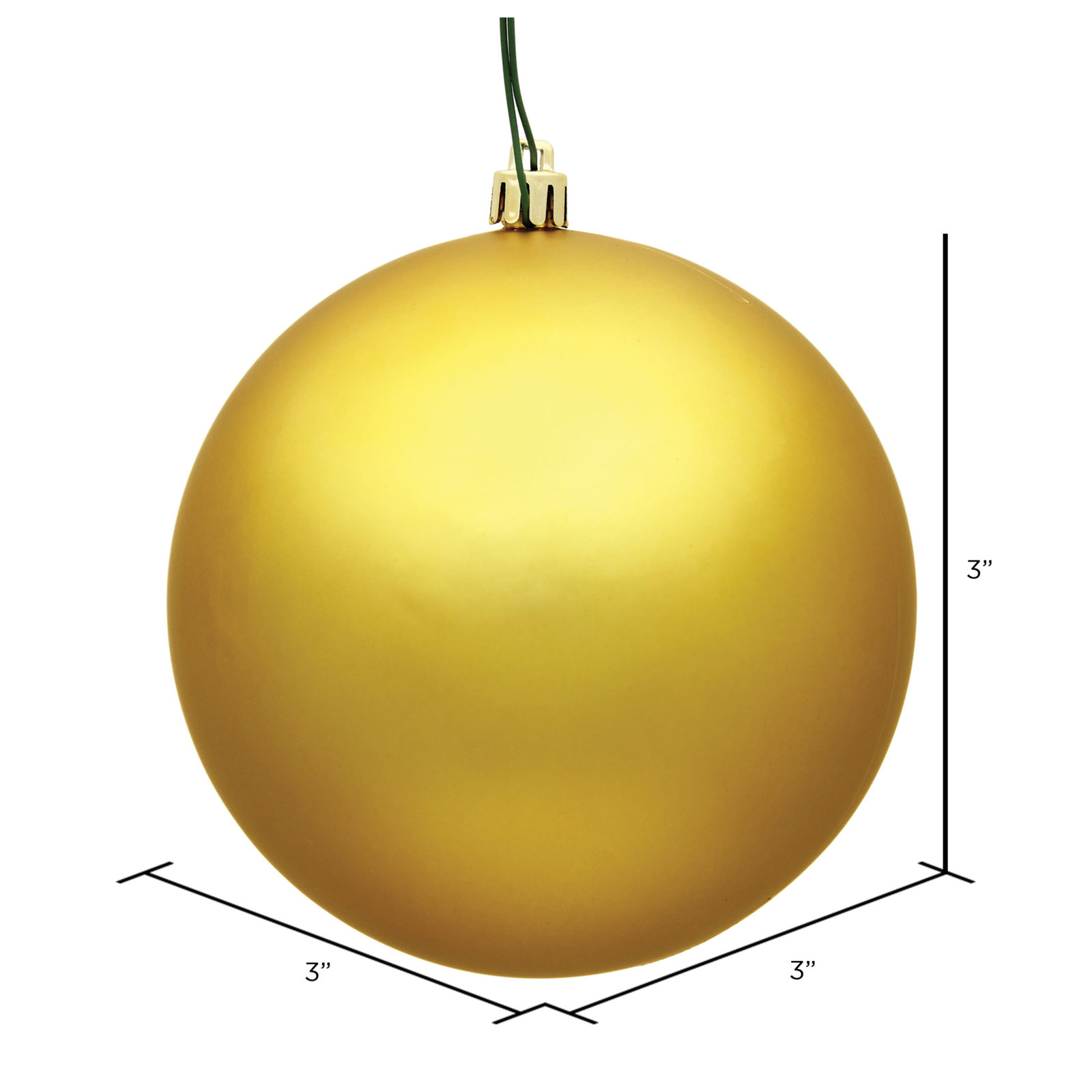 Holiday Décor Ball Ornament, Honey Gold Matte, 3" H x 3" W x 3" D