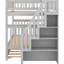 Lit double au-dessus d'un lit superposé gris avec lit gigogne et escalier - Construction en bois de pin, option de 3 lits, espace de rangement, système de garde-corps sécuritaire, assemblage rapide fourni et construction, boîtes de rangement, montée protégée-1931963908