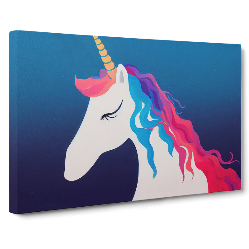 Cute Unicorn - Wrapped Canvas, 40cm H x 60cm W x 3cm D
