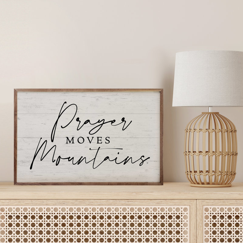 Prayer Moves Mountains Whitewash, L 16 po x H 10 po
