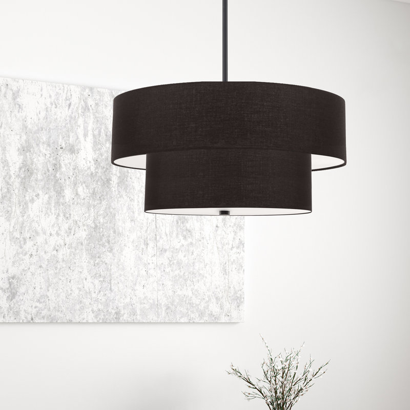 Luminaire suspendu incandescent 2 niveaux Absalat, Noir, Noir mat
