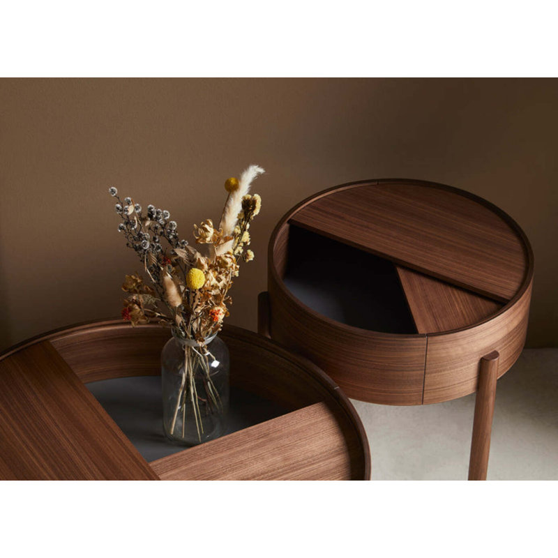 Arc Coffe Table, Matt Lacquered Walnut, 15" H x 26" L x 26" W