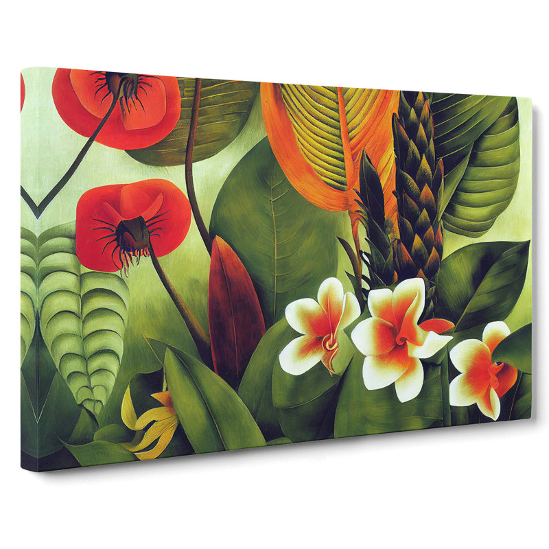 Artsy Tropical Flowers - Wrapped Canvas, 35cm H x 50cm W x 3cm D
