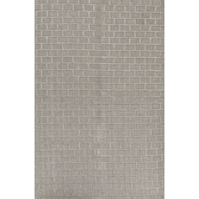 Wool Geometric Area Rug in Gray