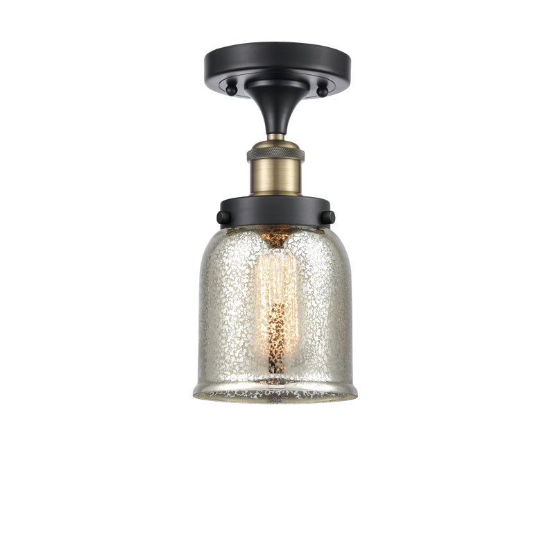 Plafonnier semi-encastré 1 lumière Alixs, Noir / laiton antique, H 11 po x l 5 po x P 5 po, Ampoule non incluse