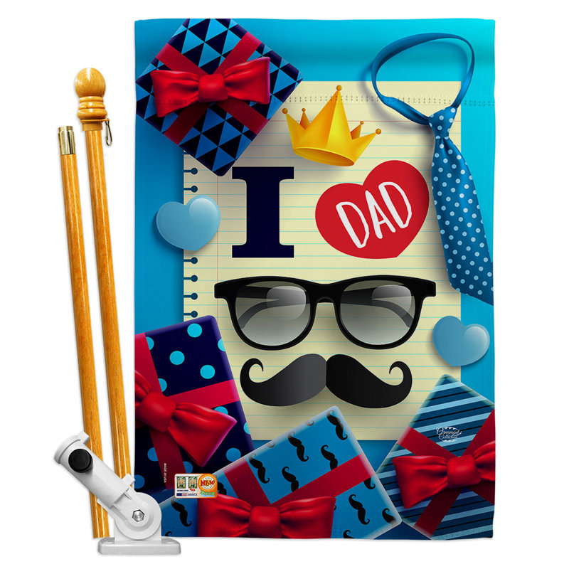 Ensemble de drapeaux en polyester 40 po x 28 po I Love Dad