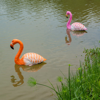 Flamant flottant orange et rose