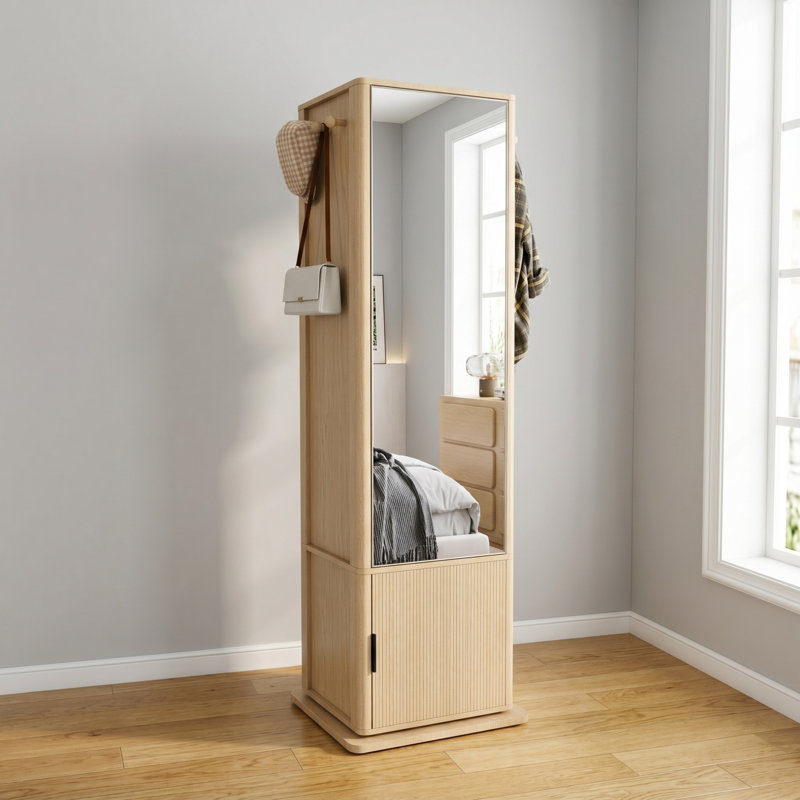 Armoire de maquillage rotative à 360 °, Noyer
