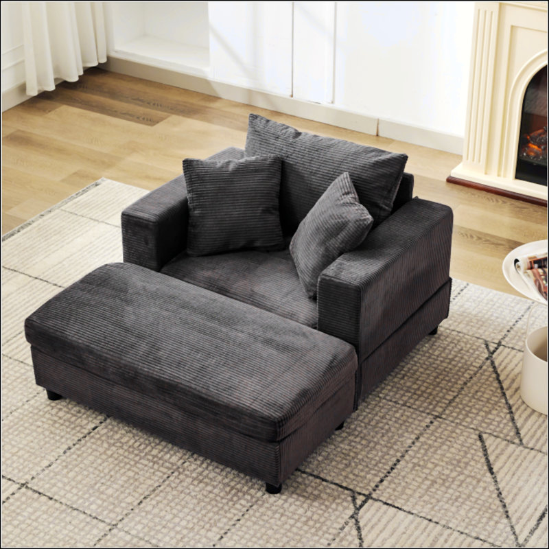 Chaise longue confortable avec repose-pieds amovible, canapé-lit rembourré avec coussins pour se détendre dans le salon et la chambre à coucher