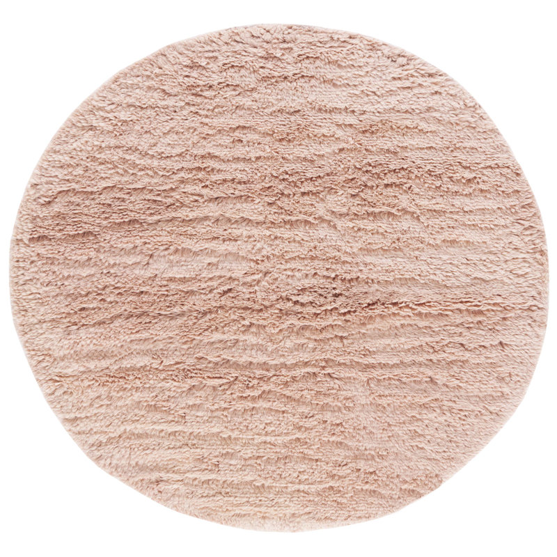 Crispus Hand Woven Wool/Cotton Solid Color Rug in Pink, Round 6' 