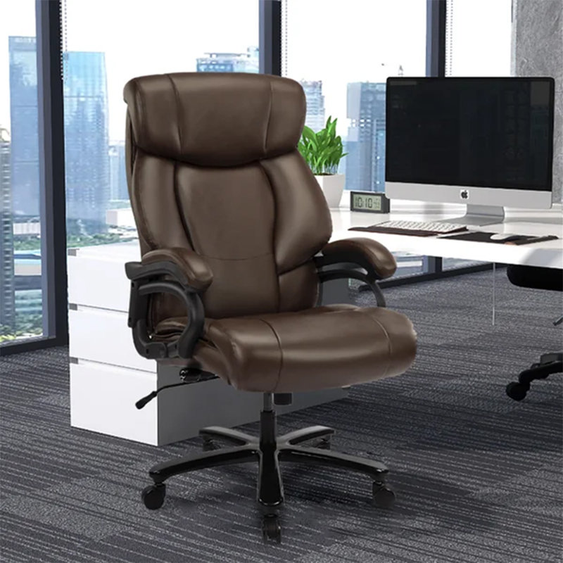 Chaise de bureau ergonomique en similicuir Lanyah, Brun