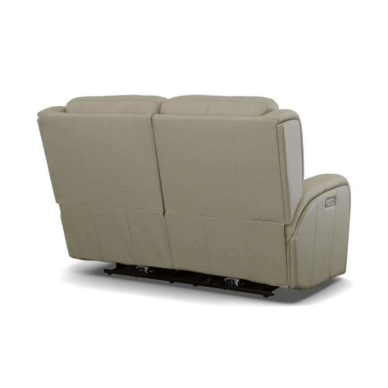 Grant 63" Leather Reclining Loveseat, Ivory Genuine Leather